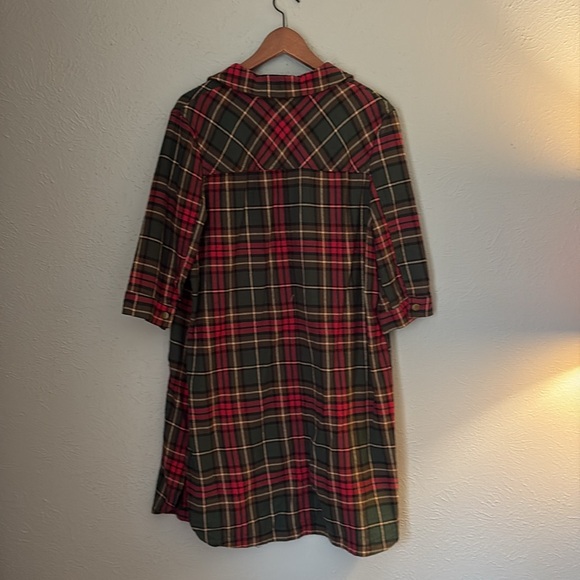 Red and Green Plaid Flannel Shirt Dress - Picture 7 of 7